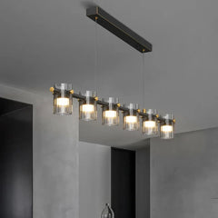 Black Linear Glass Pendant Light E27 Dimmable — S & M, 3000K