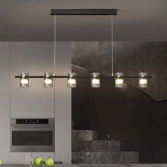 Black Linear Glass Pendant Light E27 Dimmable — S & M, 3000K