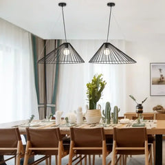 Conical Metal Pendant Light Black Acrylic Bulb Included S/M