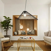 Conical Metal Pendant Light Black Acrylic Bulb Included S/M