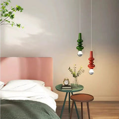 Minimalist Metal Pendant Light 6W LED — Red, Green or Silver, Dimmable Option