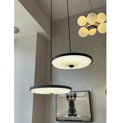 Round Pendant Light Metal Acrylic E27 IP65 Black White