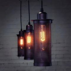 Industrial Vintage Black Pendant Light E27 — Rectangular 22×10cm, 3000K LED Included