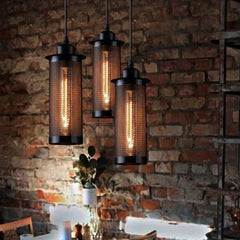 Industrial Vintage Black Pendant Light E27 — Rectangular 22×10cm, 3000K LED Included