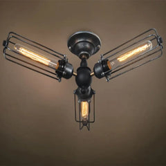Industrial Vintage Glass Pendant Light E27 Black Metal S/M