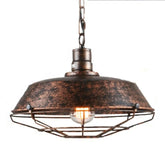 Flat Bell Industrial Pendant Light E27 Metal Brown Black Bronze 28cm