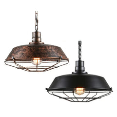 Flat Bell Industrial Pendant Light E27 Metal Brown Black Bronze 28cm