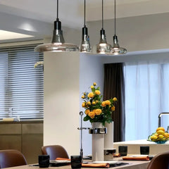 Smoked Glass Pendant Light E27 Modern Industrial 4 Shapes