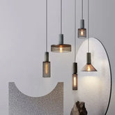 Black Glass Metal Pendant Light E27 Industrial Vintage 6 Shapes
