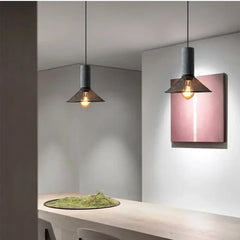 Industrial Loft Glass Pendant Light E27 Black Metal 8 Shapes