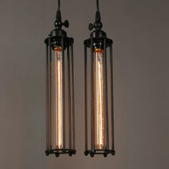 Industrial Vintage Glass Pendant Light E27 Black 40cm