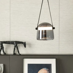 Grey Tinted Glass Pendant Light IP65 E27 Industrial Black Cable