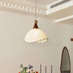 Vintage Fabric Pendant Light Metal E27 Beige Brown