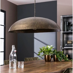 Gold Bronze Pendant Light Antique Metal Shade E27 Ø90cm