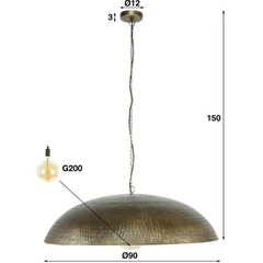 Gold Bronze Pendant Light Antique Metal Shade E27 Ø90cm