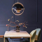 Spherical Metal Pendant Light E27 Black White Gold Silver 28–38cm
