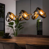 Industrial Triple Pendant Light 6 Rotatable Ring Shades E27 W120cm