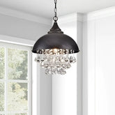 Black Metal Crystal Pendant Light E27 Vintage Industrial