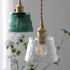 Vintage Textured Glass Pendant Light E27 Green Orange Clear Ø13 cm