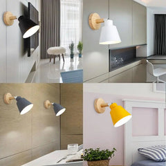 Modern Nordic Wall Light Iron Wood E27