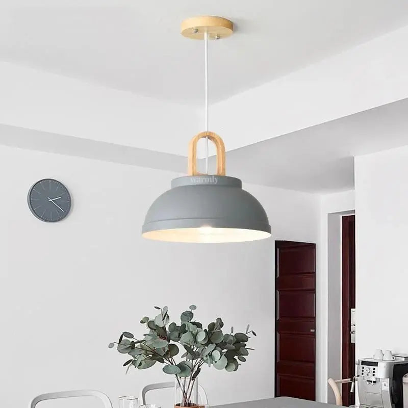 Nordic LED Pendant Light Iron Wood 3 Colours 3 Sizes