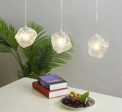 Glass Globe Pendant Light Set of 3 Iron E27 IP44