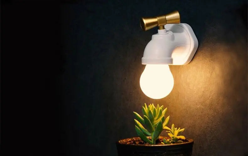 Tap Shape Night Light with Sound Sensor and Rechargeable Battery