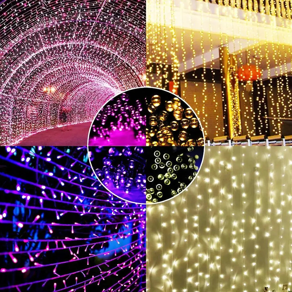 Solar String Lights, IP44, 8 Modes, Dusk Sensor, 8 Colours