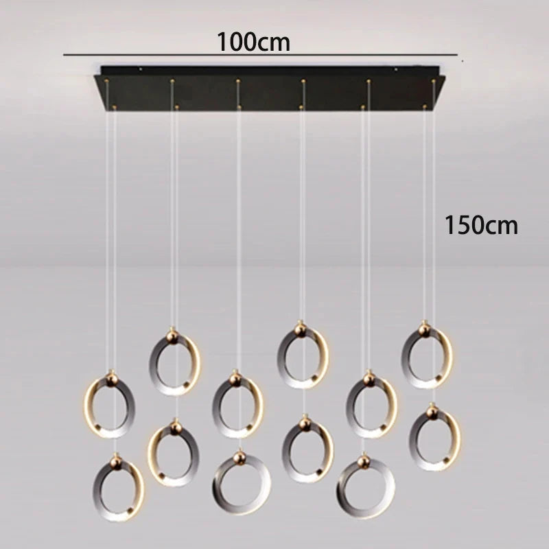 Multi-Head Linear Pendant Light LED Dimmable 5 to 12 Heads