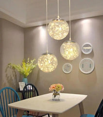 Glass Ball Pendant Light, LED, Single or Set of 3, Round or Rectangular