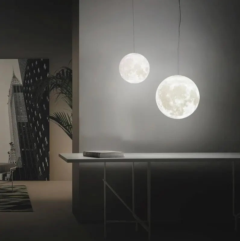 Full Moon 3D LED Pendant Light PVC 5 Sizes Warm Cool White