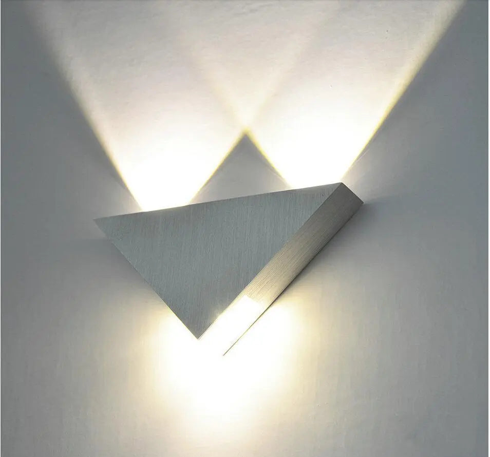Modern LED Triangular Wall Light Aluminium Crystal 23.5cm