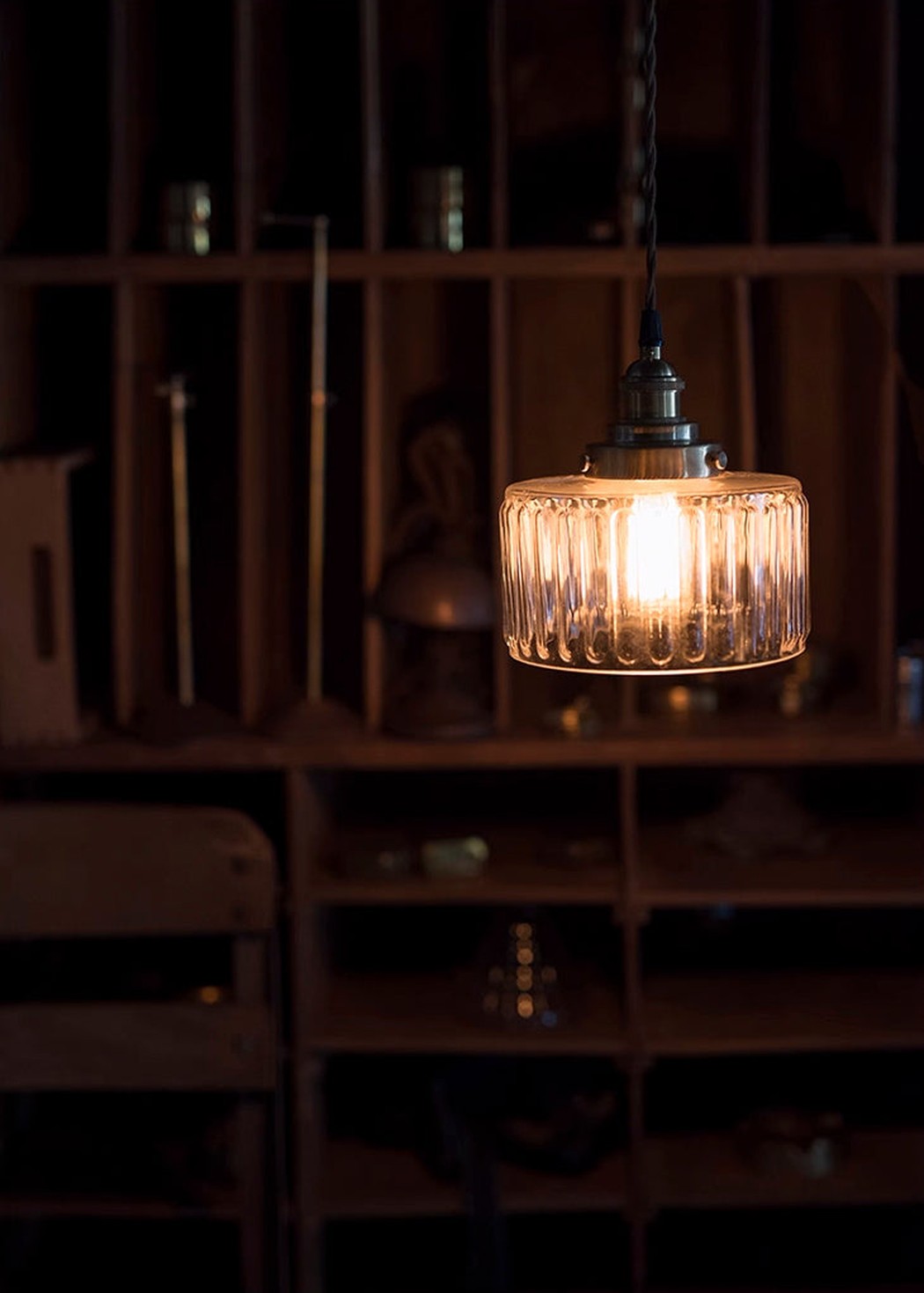 Handblown Glass Pendant Light, Brass