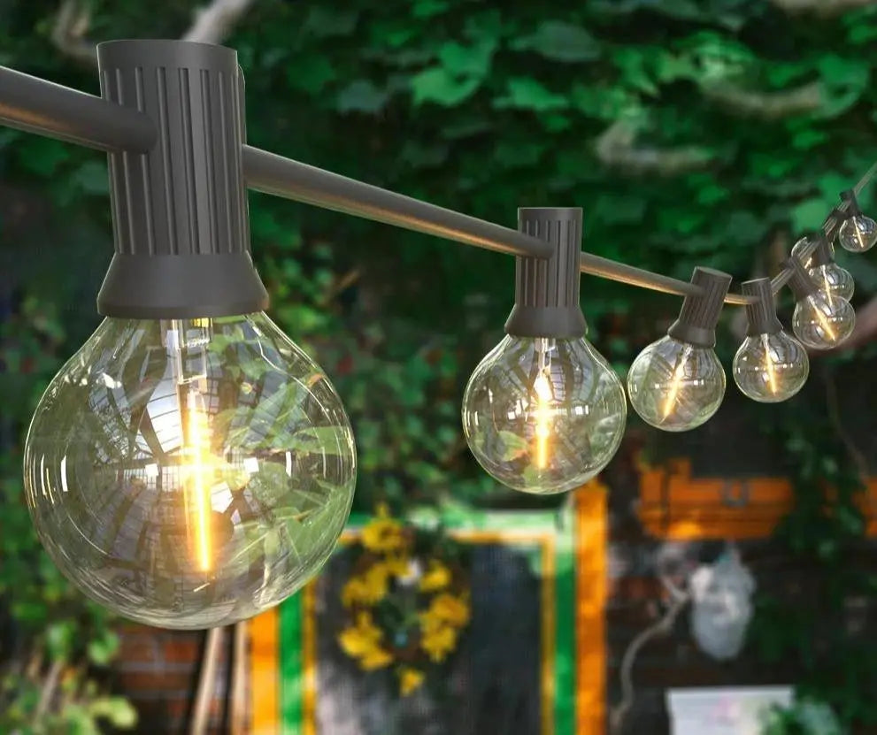 G40 Festoon String Lights, IP44, 2200K, Connectable, 9–15m
