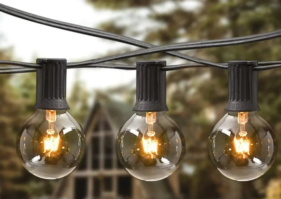 G40 Festoon String Lights, IP44, 2200K, Connectable, 9–15m