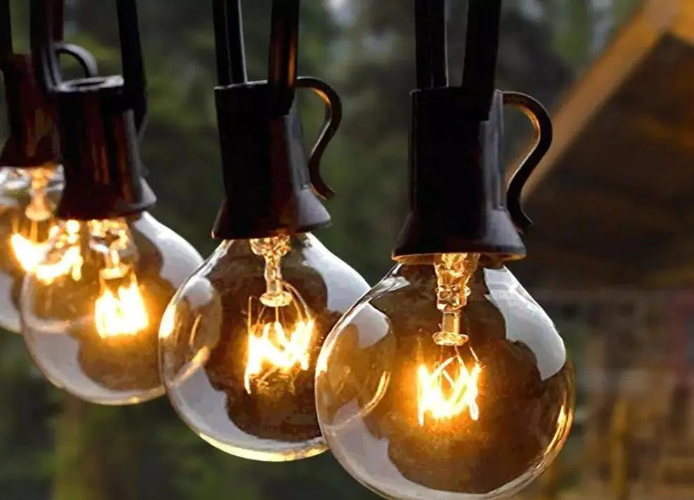 G40 Festoon String Lights, IP44, 2200K, Connectable, 9–15m