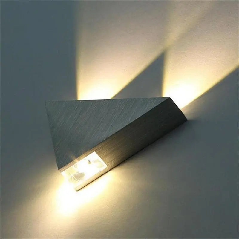 Modern LED Triangular Wall Light Aluminium Crystal 23.5cm