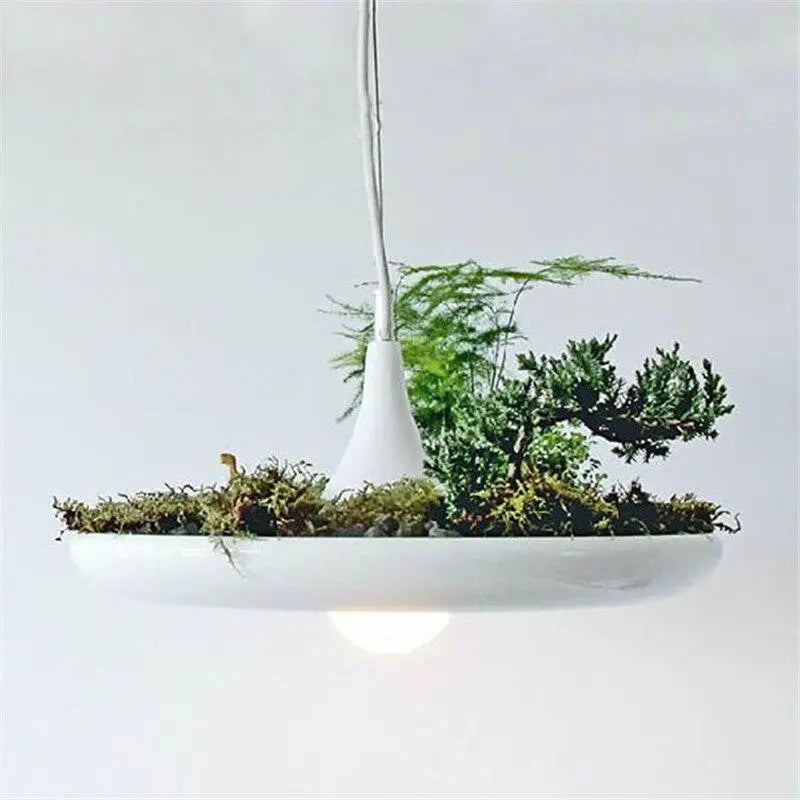 Modern Plant Pendant Lampshade Iron E27 40cm White Black Green
