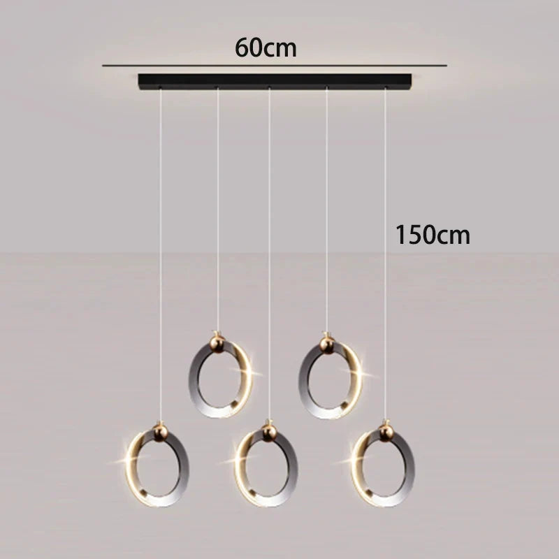 Multi-Head Linear Pendant Light LED Dimmable 5 to 12 Heads