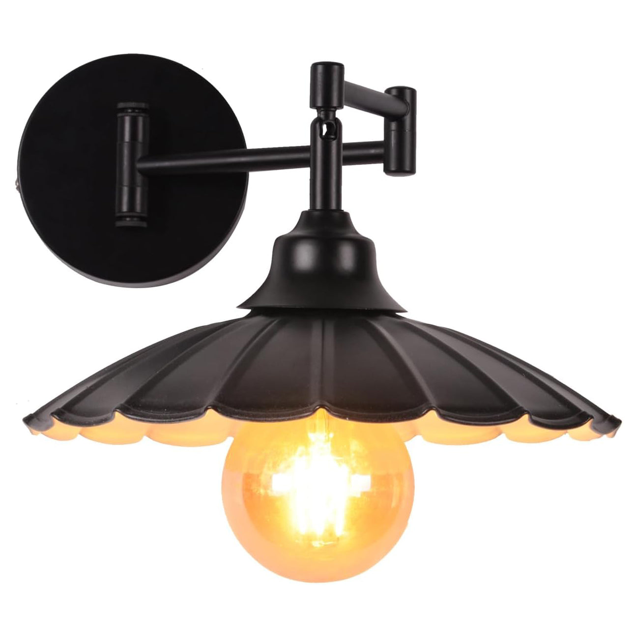 Vintage Articulated Wall Light Matt Black E27 360° Rotation 280° Head