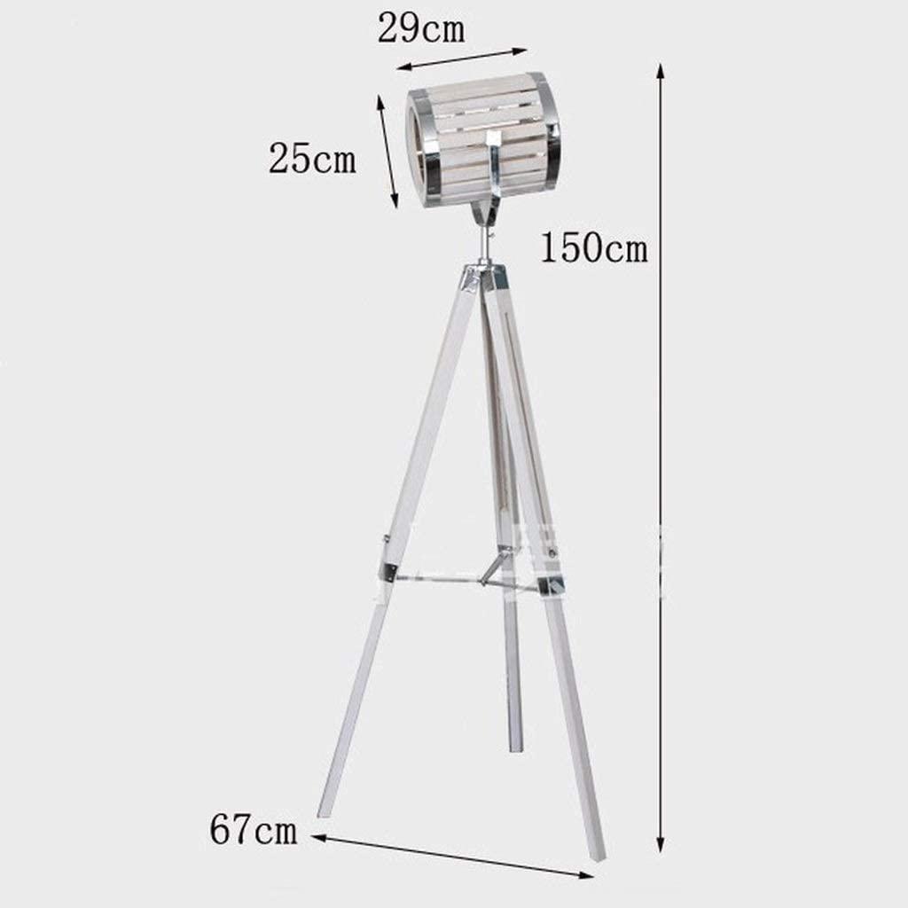 Industrial Cinema Barrel Floor Lamp Wood Metal Shade E27