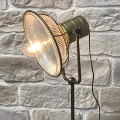 Industrial Cinema Floor Lamp Ribbed Glass E27 Metal Frame