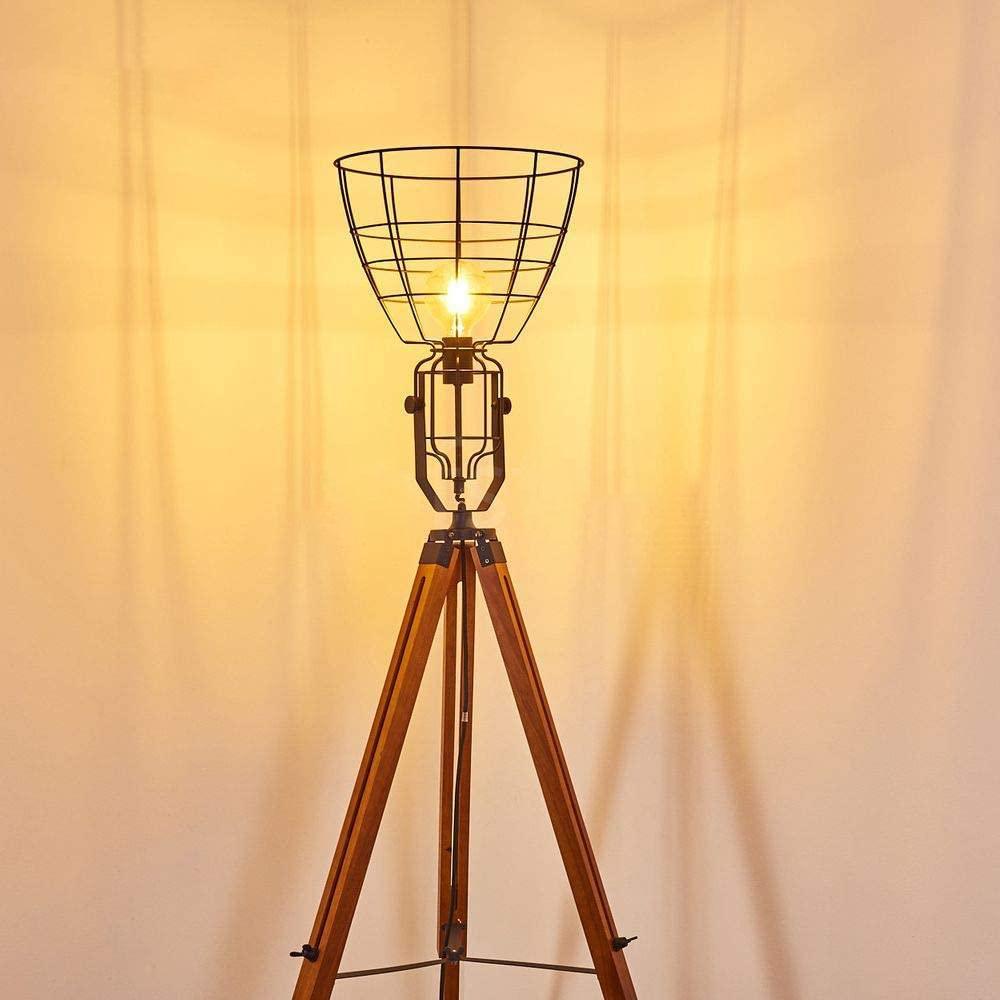 Cinema Industrial Floor Lamp V2 Wood Unfinished Steel E27