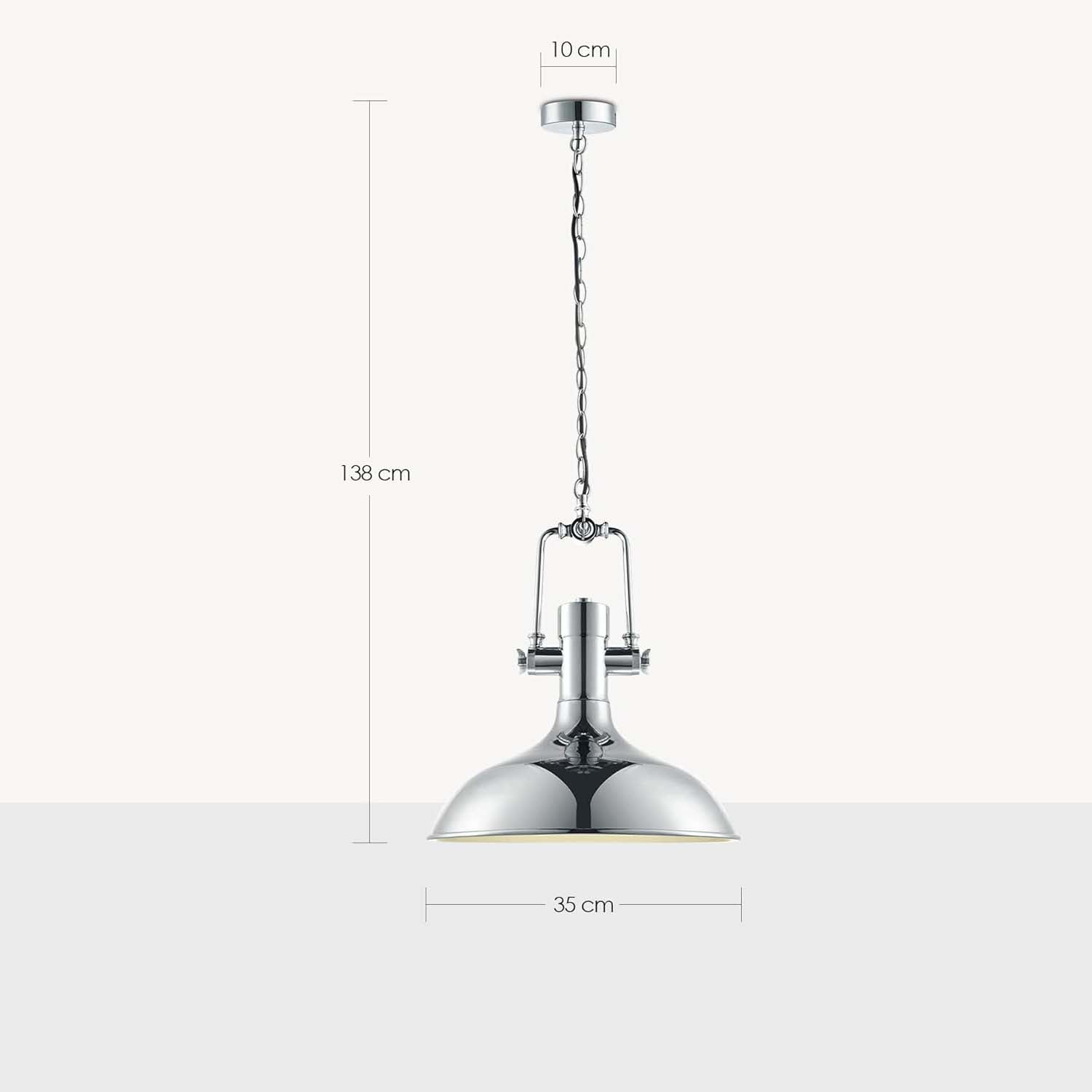 Chrome Pendant Light Iron Adjustable Shade E27 LED