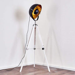 Moon Industrial Cinema Floor Lamp White Base Wood Steel E27