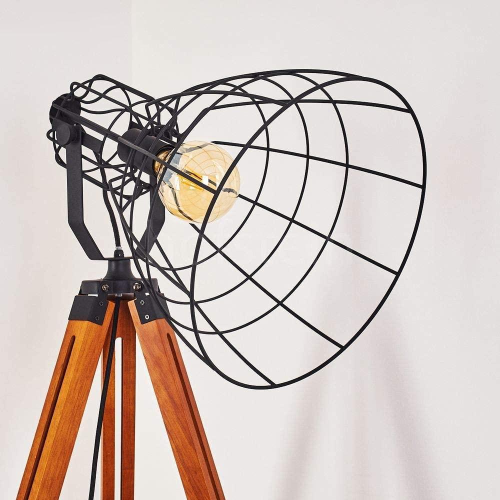 Cinema Industrial Floor Lamp V2 Wood Unfinished Steel E27
