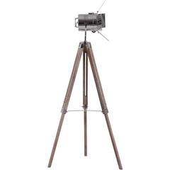 Retro Industrial Cinema Floor Lamp Wood Steel E27