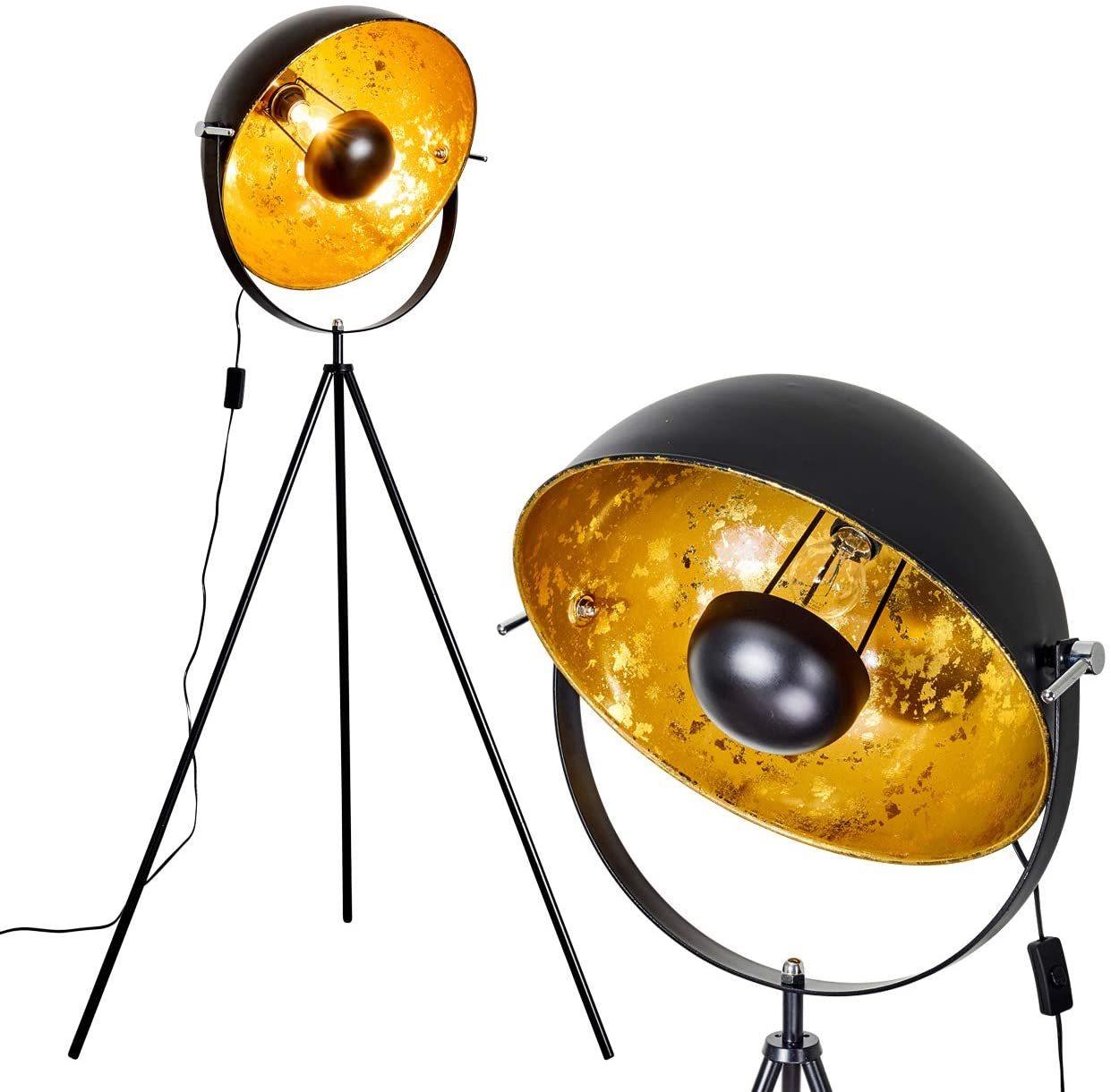 Moon Industrial Cinema Floor Lamp Wood Unfinished Metal E27