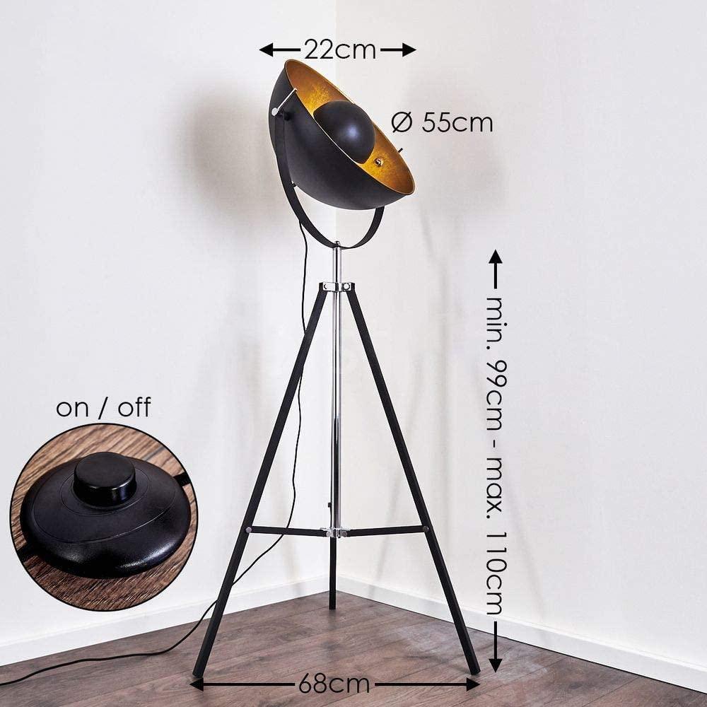 Industrial Cinema Moon L Floor Lamp Wood Unfinished Steel E27
