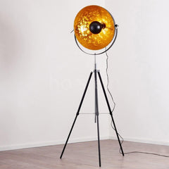 Moon XXL Industrial Cinema Floor Lamp Wood Untreated Steel E27